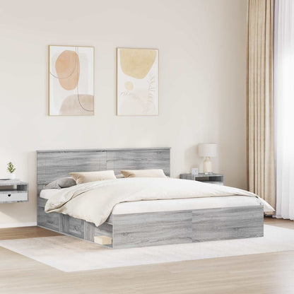 Struttura del letto con testiera Grigio Sonoma 180 x 200 cm | homemem39