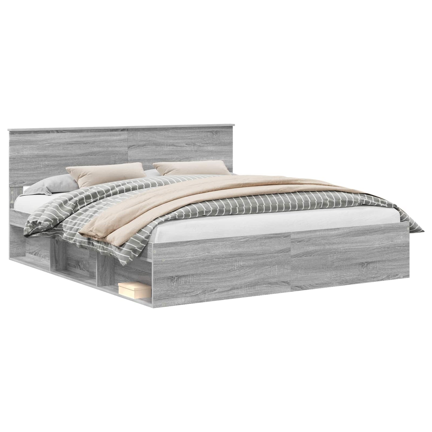 Struttura del letto con testiera Grigio Sonoma 180 x 200 cm | homemem39