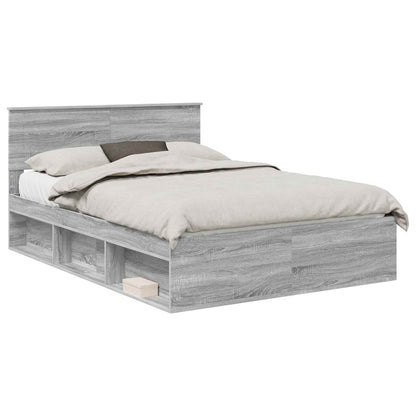 Struttura del letto con testiera Grigio Sonoma 160 x 200 cm | homemem39