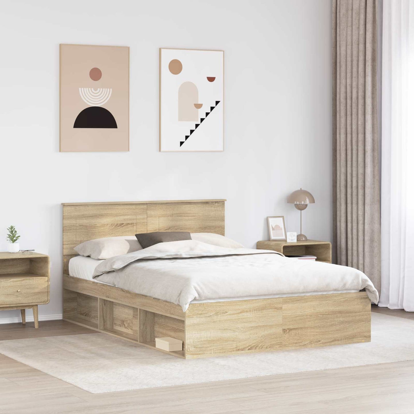 Struttura del letto Sonoma 140 x 190 cm Legno multistrato | homemem39