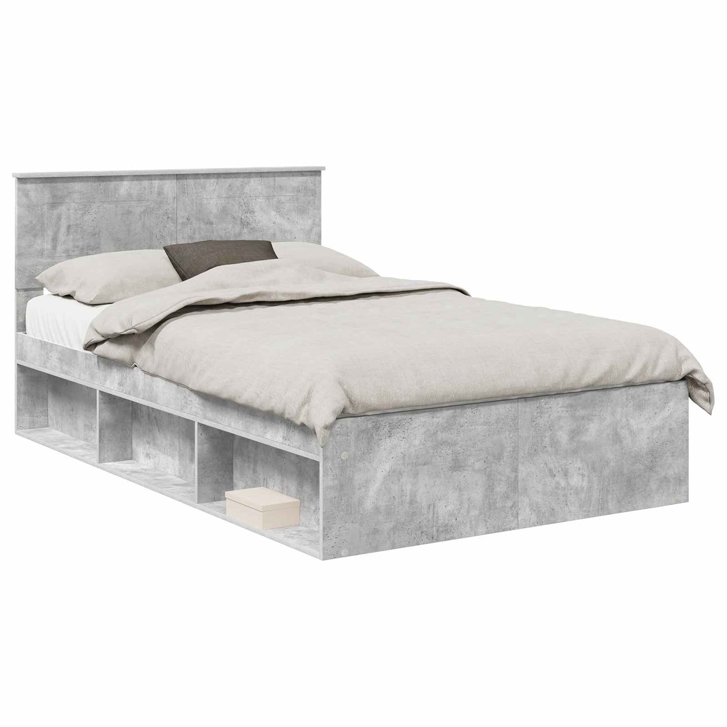 Struttura del letto con testiera Grigio Concretè 135 x 190 cm | homemem39