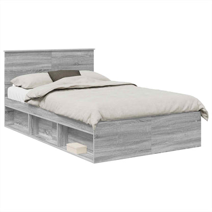 Struttura del letto con testiera Grigio Sonoma 135 x 190 cm | homemem39