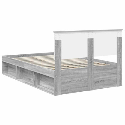Struttura del letto con testiera Grigio Sonoma 135 x 190 cm | homemem39