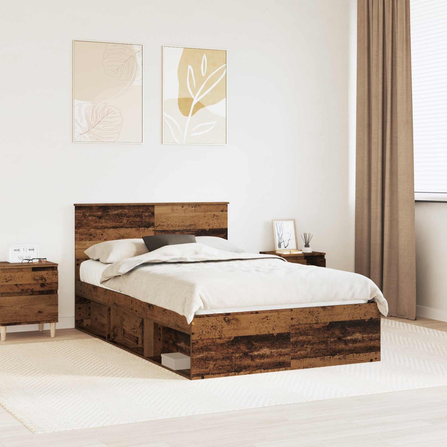 Struttura del letto con testiera Legno vecchio 135 x 190 cm | homemem39