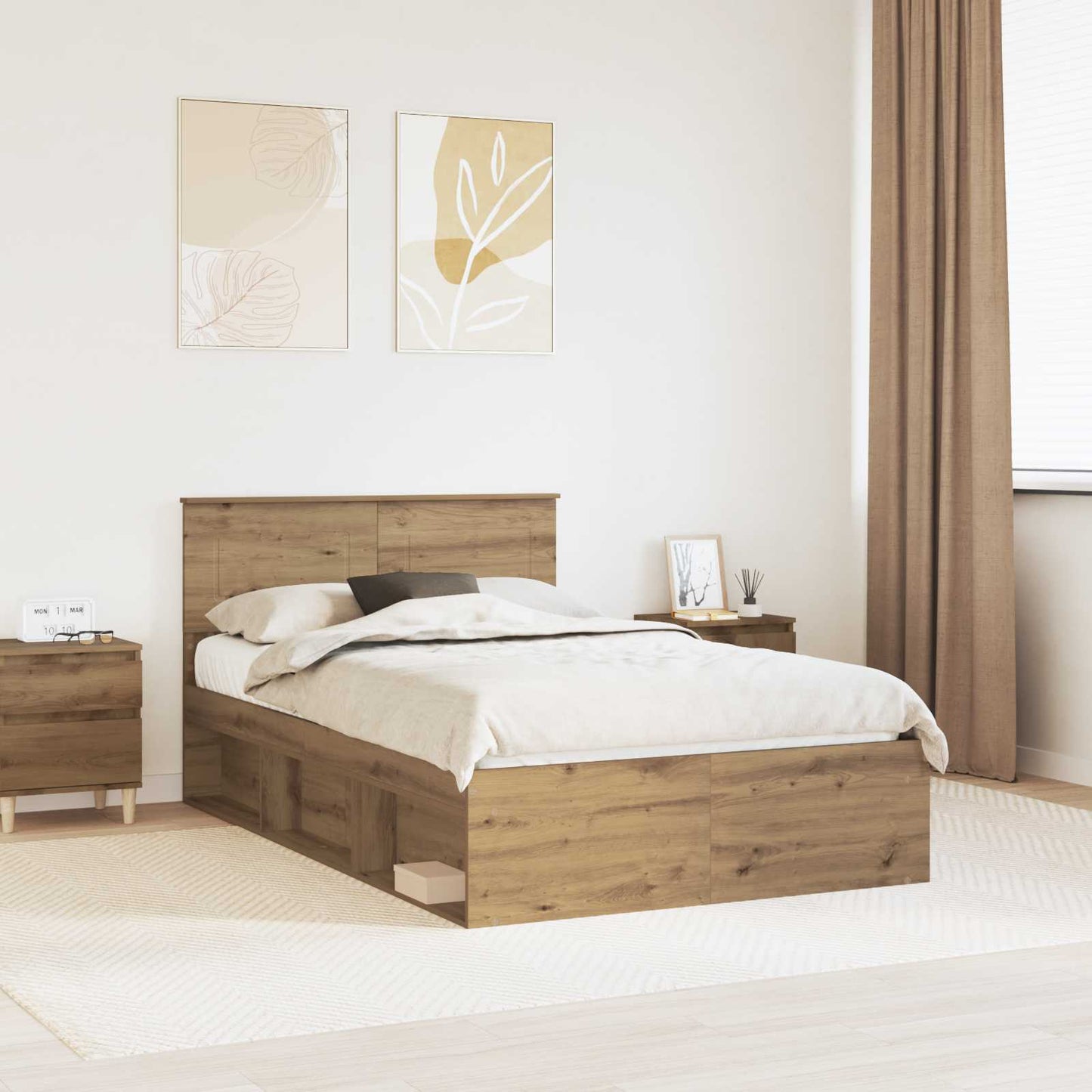 Struttura del letto Rovere Artigianale 135 x 190 cm | homemem39