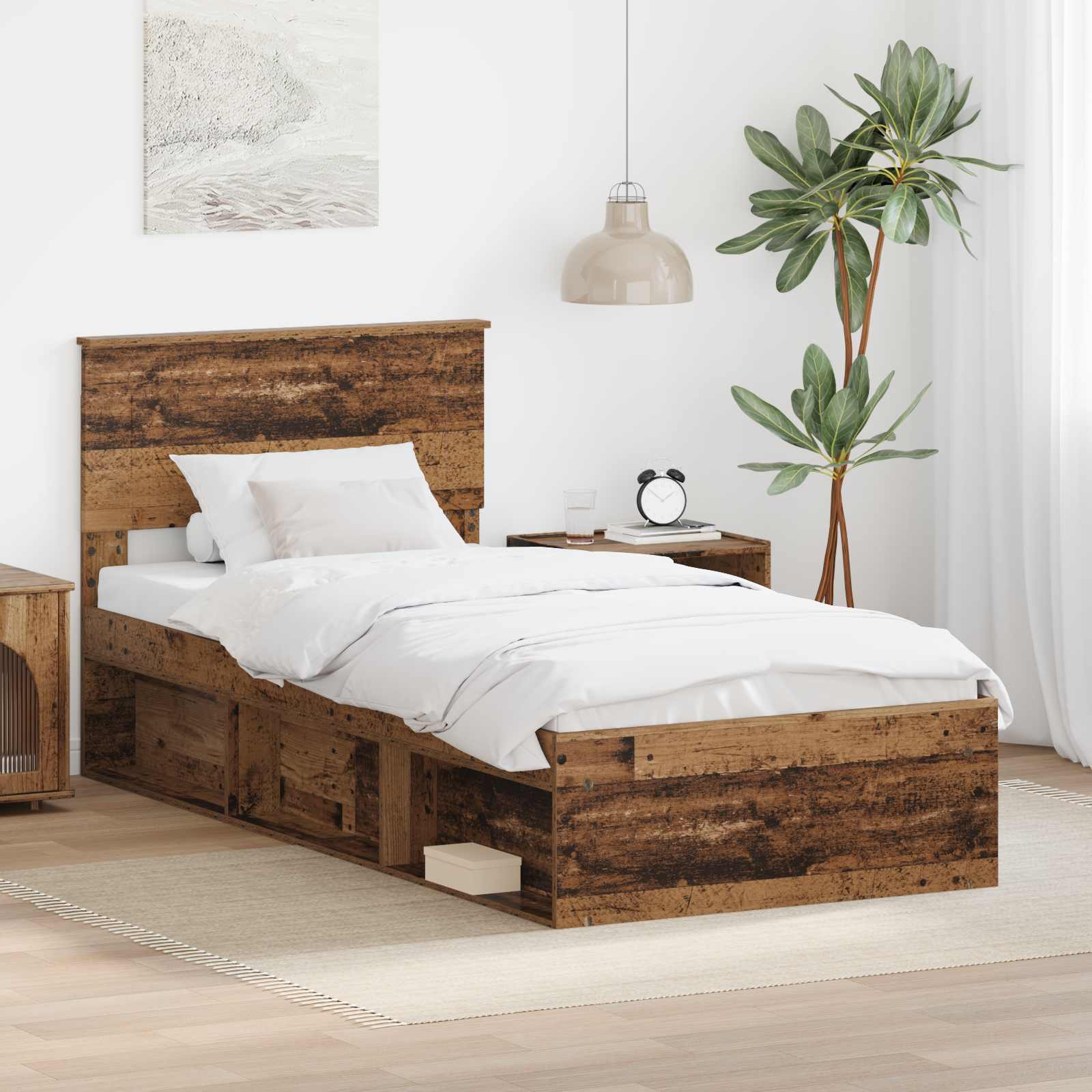 Struttura del letto con testiera Legno vecchio 100 x 200 cm | homemem39