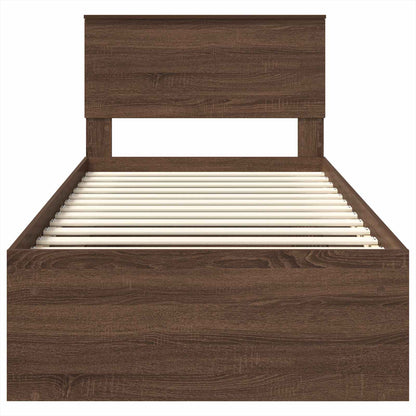 Struttura del letto con testiera Rovere Marrone 90 x 190 cm