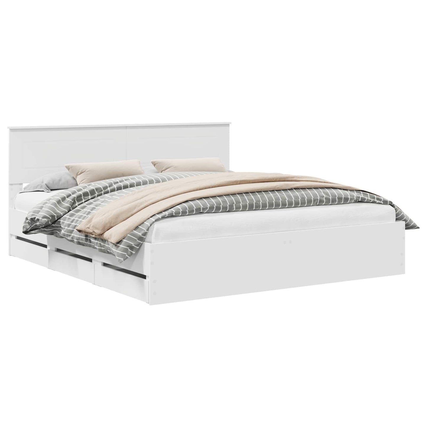 Struttura del letto Bianco 200 x 200 cm Legno Ingegnerizzato