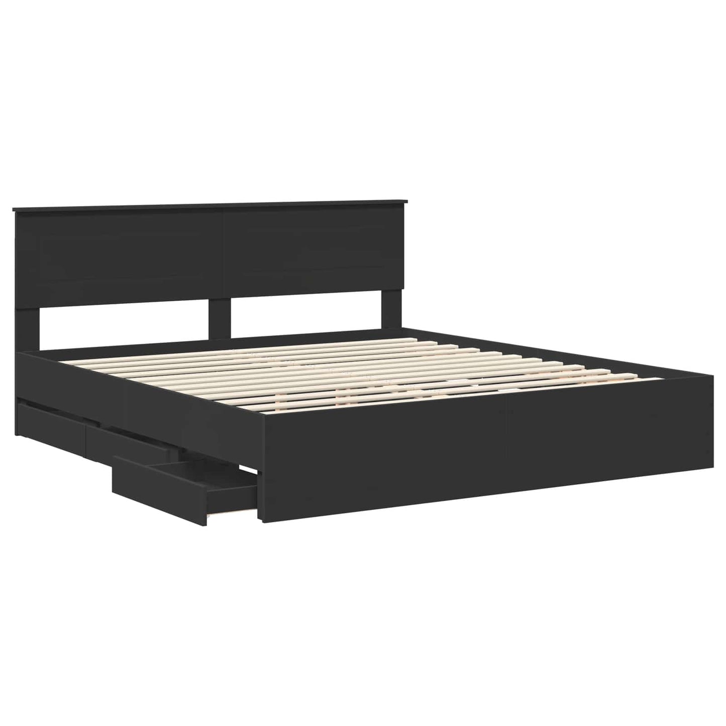 Struttura del letto Nero 200 x 200 cm Legno Ingegnerizzato | homemem39