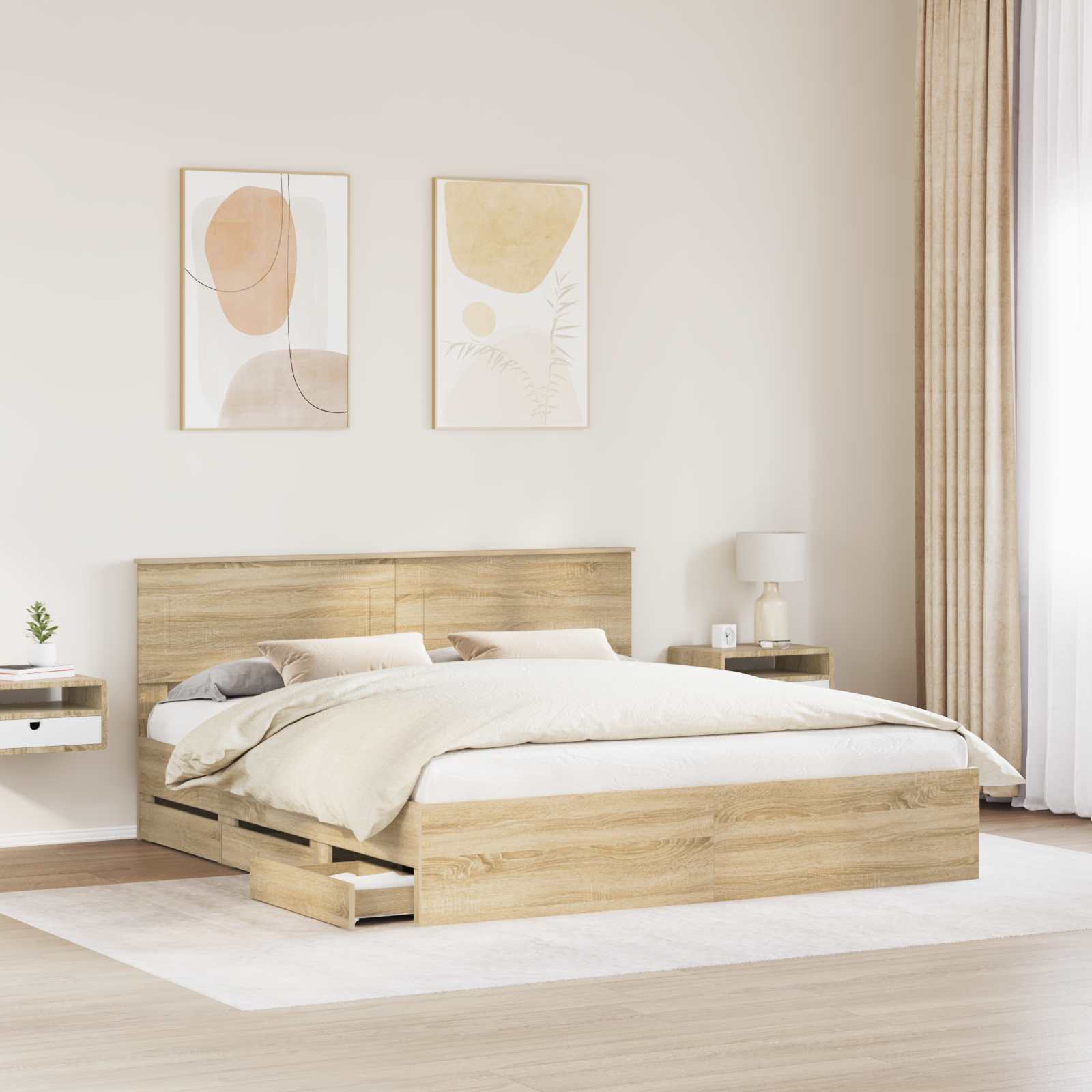 Struttura del letto con cassetto Rovere Sonoma 200 x 200 cm | homemem39