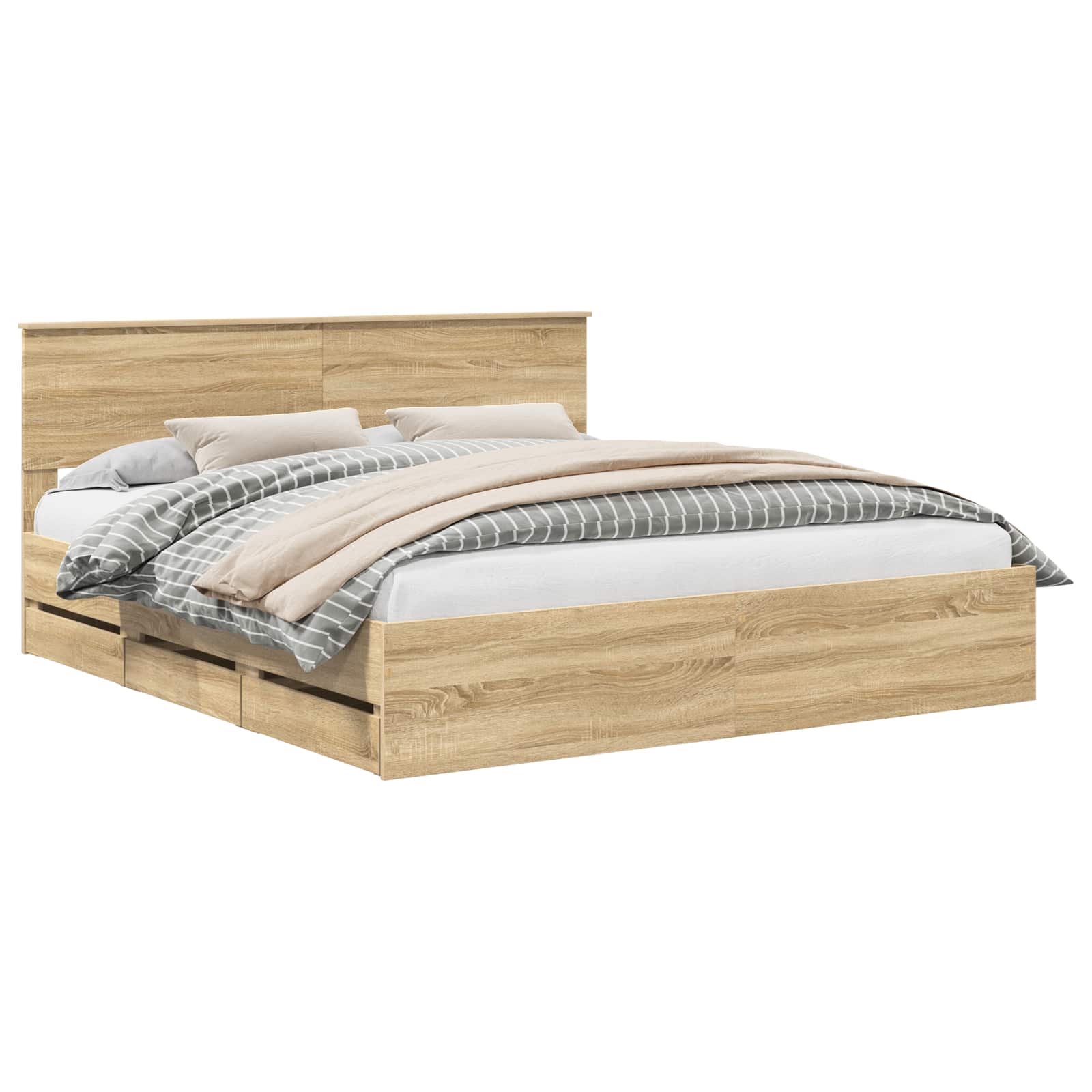 Struttura del letto con cassetto Rovere Sonoma 200 x 200 cm | homemem39