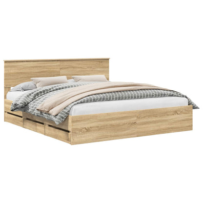 Struttura del letto con cassetto Rovere Sonoma 200 x 200 cm | homemem39