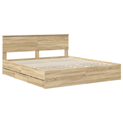 Struttura del letto con cassetto Rovere Sonoma 200 x 200 cm | homemem39