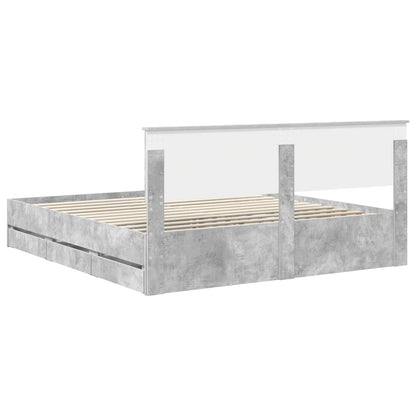 Struttura del letto con cassetto Grigio cemento 200 x 200 cm | homemem39