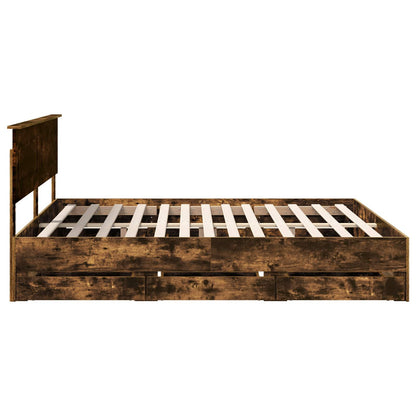 Struttura del letto con cassetto Rovere fumé 200 x 200 cm