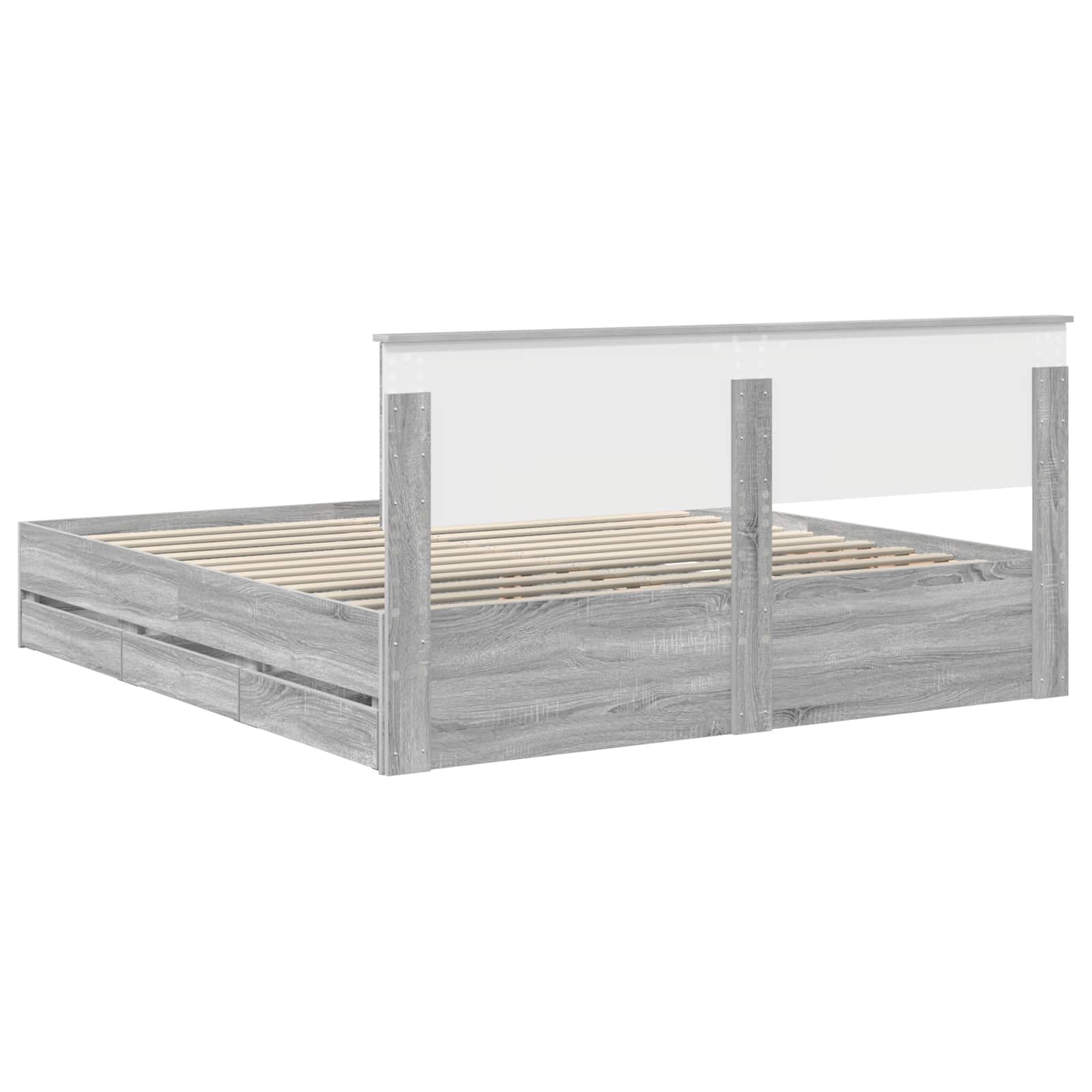 Struttura del letto con cassetto Grigio Sonoma 200 x 200 cm | homemem39