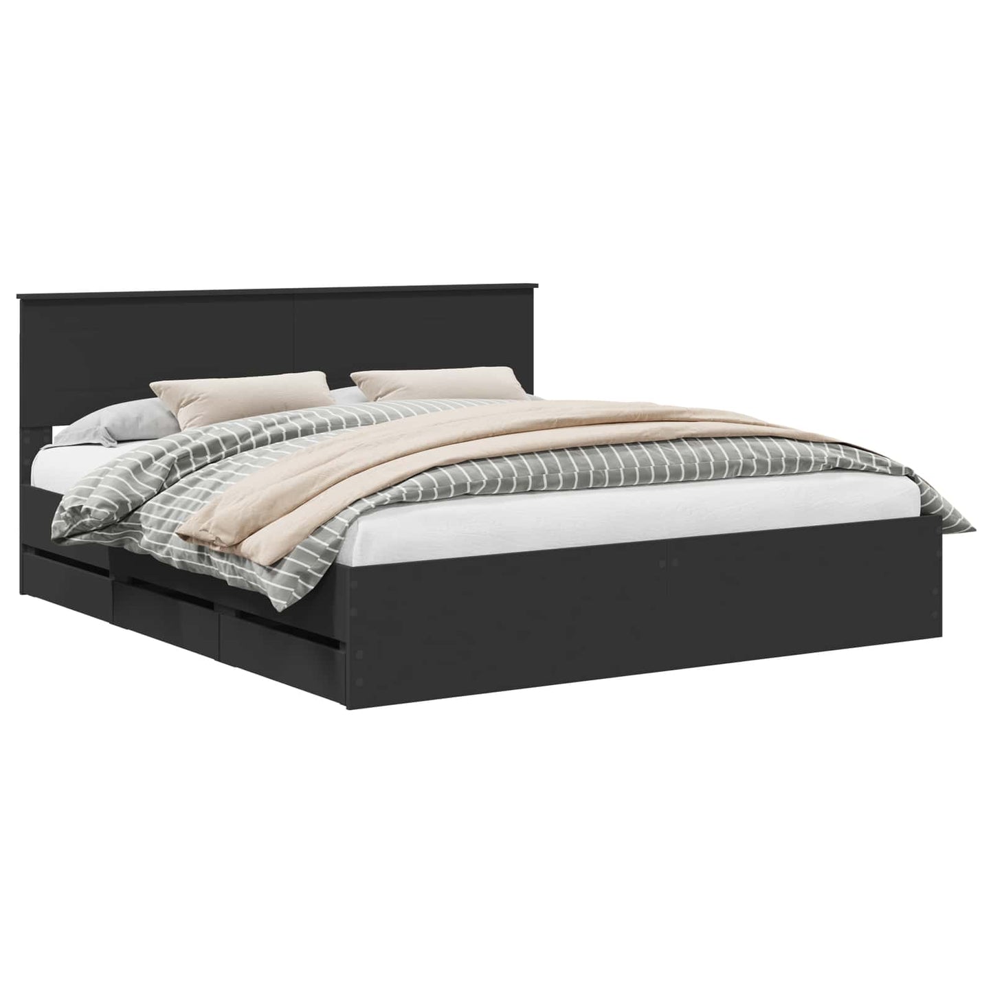 Struttura del letto Nero 180 x 200 cm Legno Ingegnerizzato