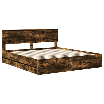 Struttura del letto con cassetto Rovere fumé 180 x 200 cm