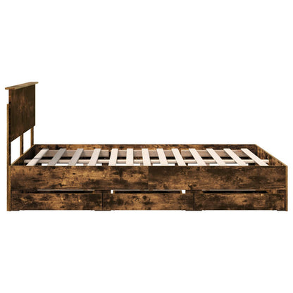 Struttura del letto con cassetto Rovere fumé 160 x 200 cm | homemem39