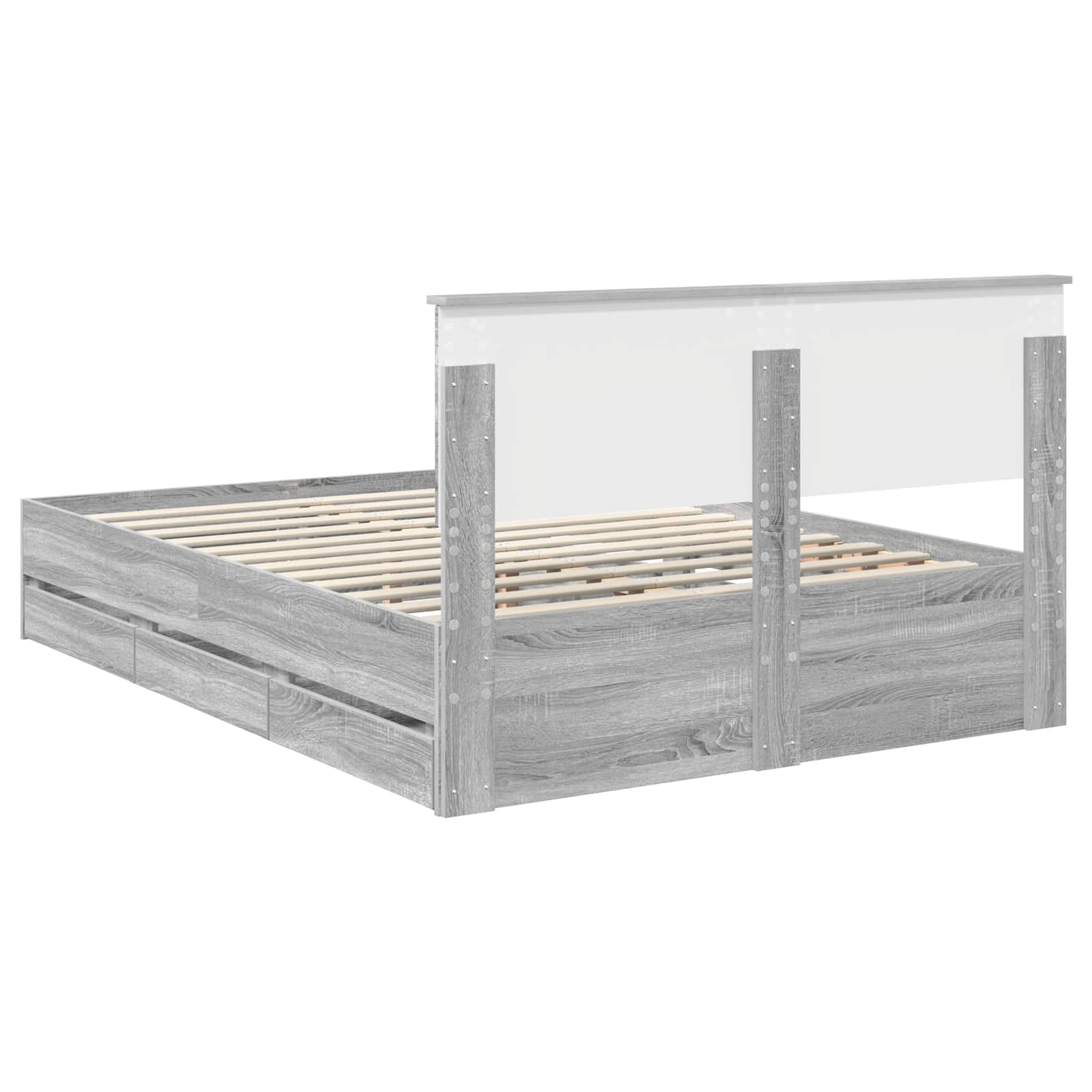 Struttura del letto con cassetto Grigio Sonoma 150 x 200 cm | homemem39