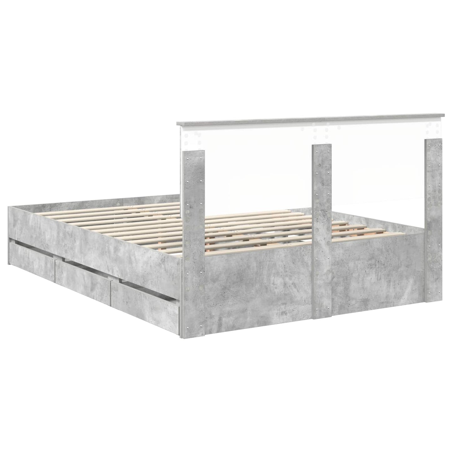 Struttura del letto con cassetto Grigio cemento 140 x 190 cm | homemem39