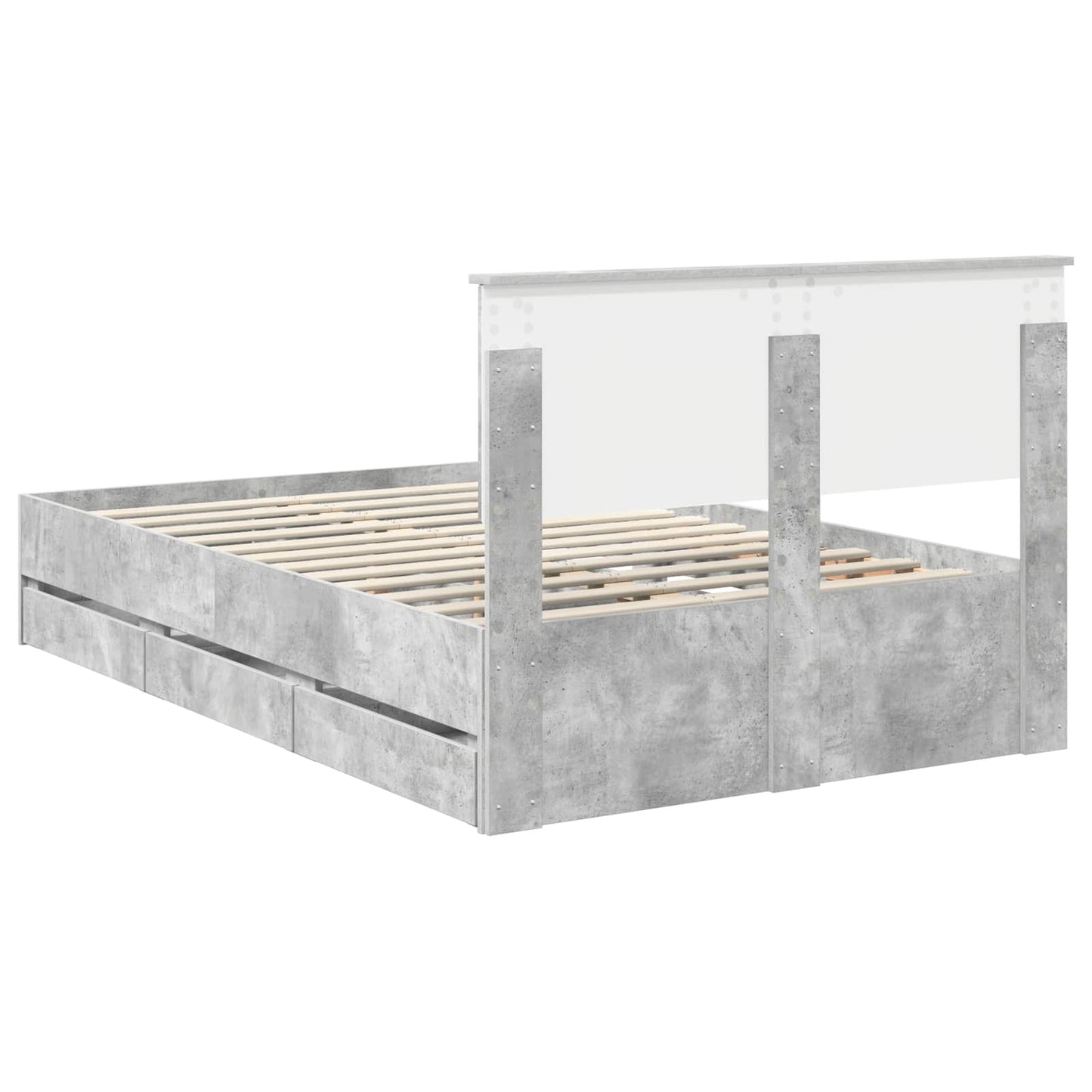 Struttura del letto con cassetto Grigio cemento 135 x 190 cm