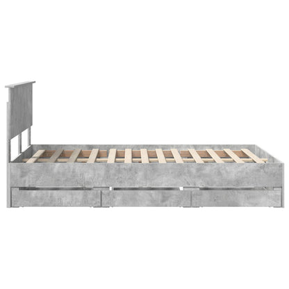 Struttura del letto con cassetto Grigio cemento 135 x 190 cm