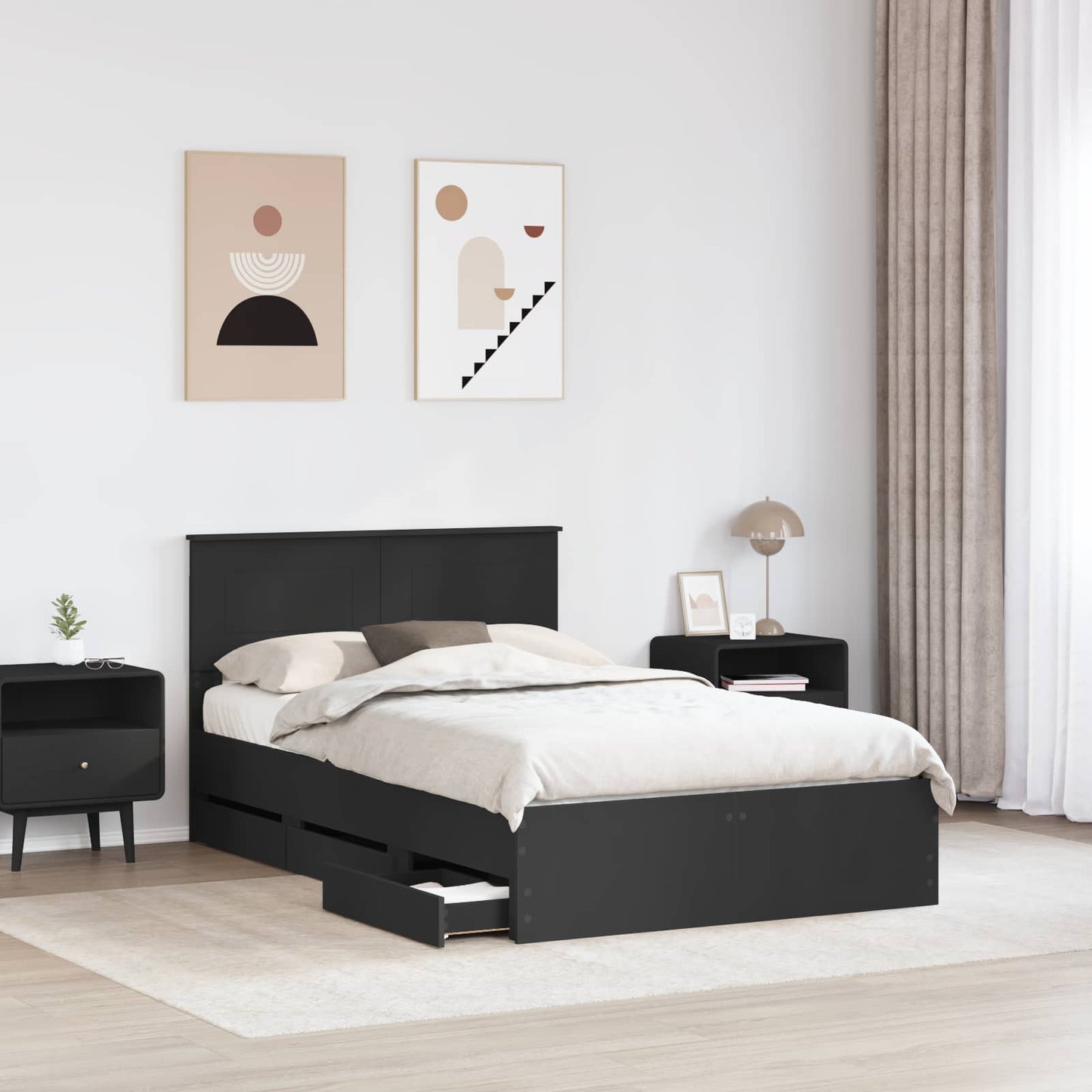 Struttura del letto Nero 120 x 190 cm Legno Ingegnerizzato