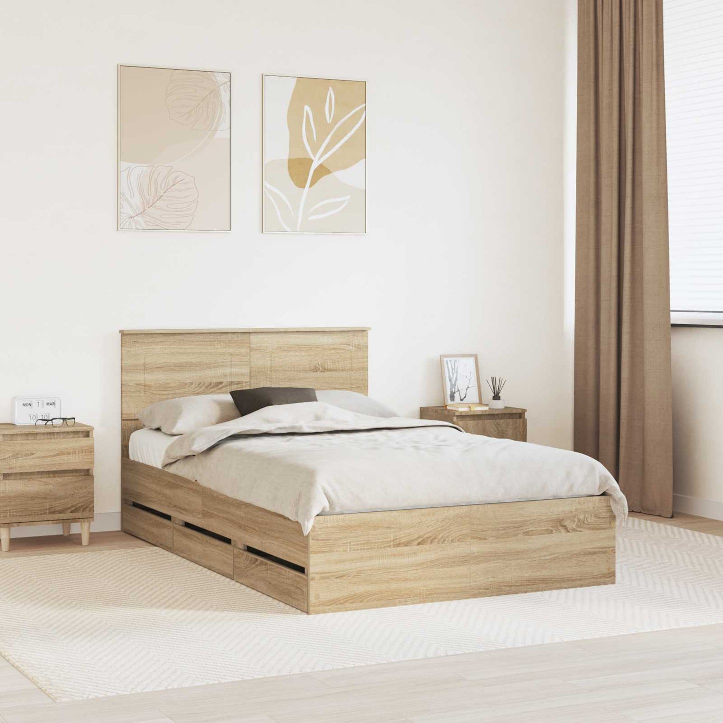 Struttura del letto con cassetto Rovere Sonoma 120 x 200 cm | homemem39