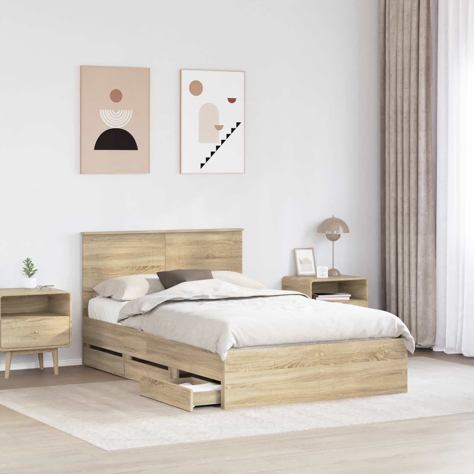 Struttura del letto con cassetto Rovere Sonoma 120 x 200 cm | homemem39