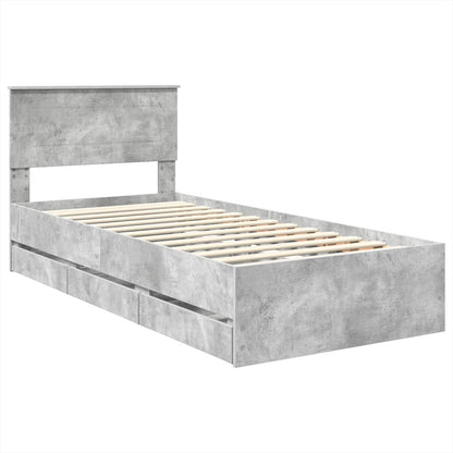Struttura del letto con cassetto Grigio cemento 100 x 200 cm