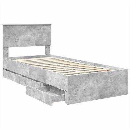 Struttura del letto con cassetto Grigio cemento 100 x 200 cm
