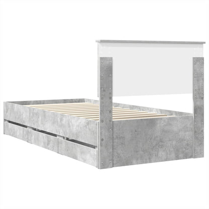 Struttura del letto con cassetto Grigio cemento 100 x 200 cm