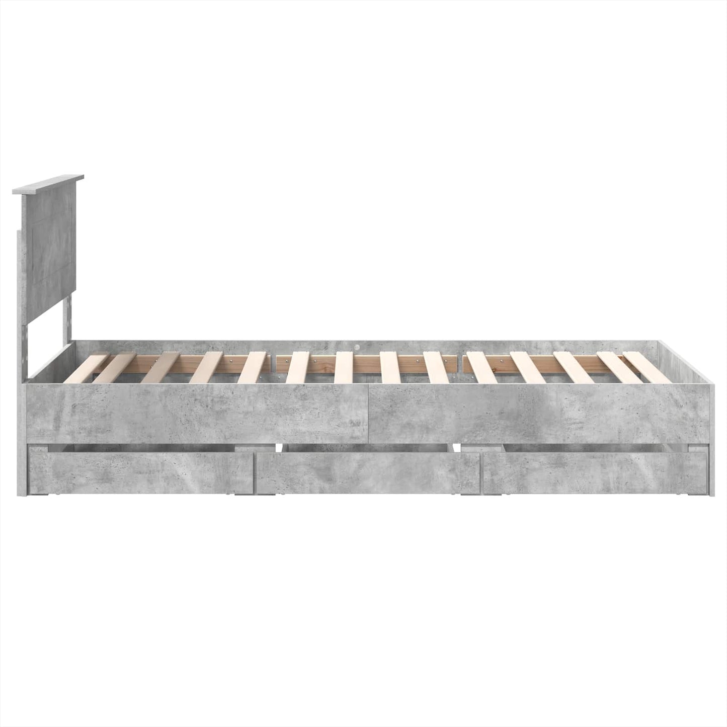 Struttura del letto con cassetto Grigio cemento 90 x 190 cm