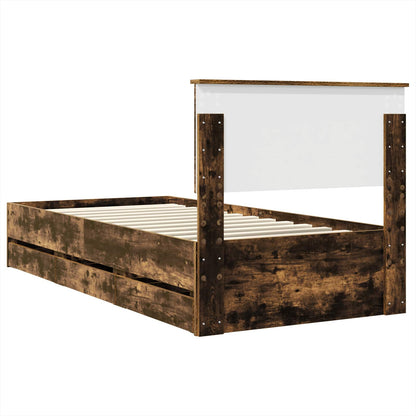 Struttura del letto con cassetto Rovere fumé 90 x 190 cm