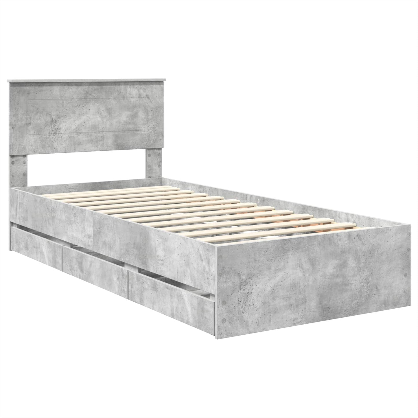 Struttura del letto con cassetto Grigio cemento 90 x 200 cm