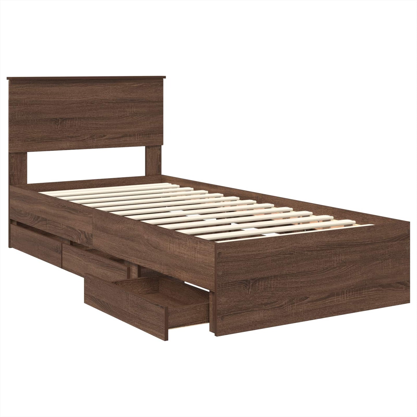 Struttura del letto con cassetto Rovere Marrone 90 x 200 cm