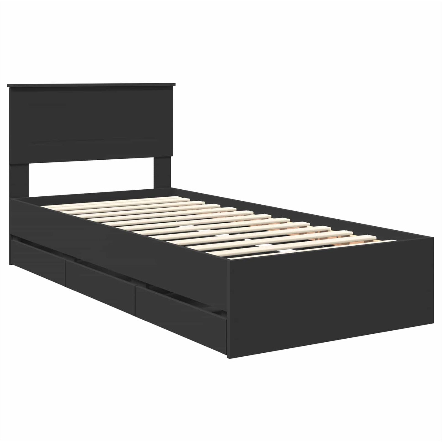 Struttura del letto Nero 75 x 190 cm Legno Ingegnerizzato