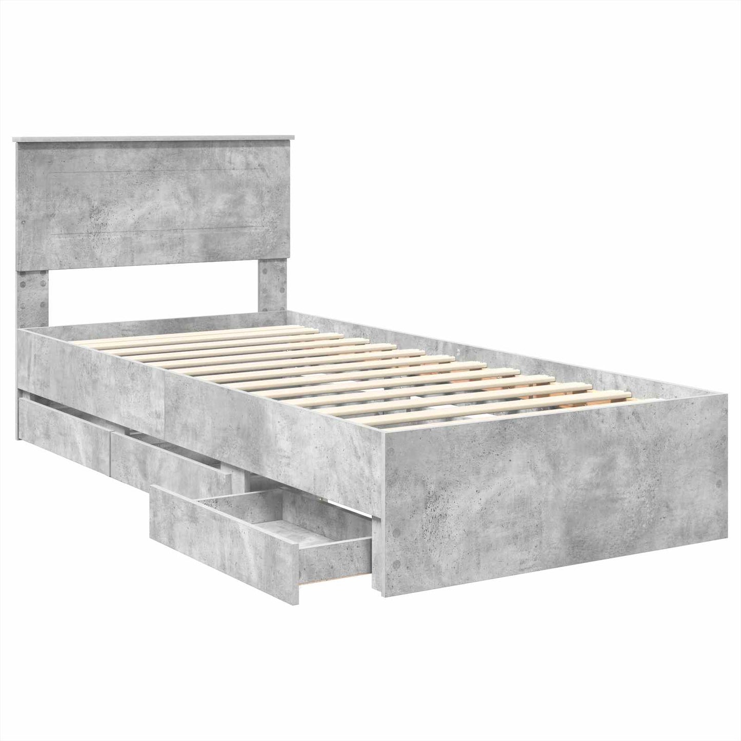 Struttura del letto con cassetto Grigio cemento 75 x 190 cm