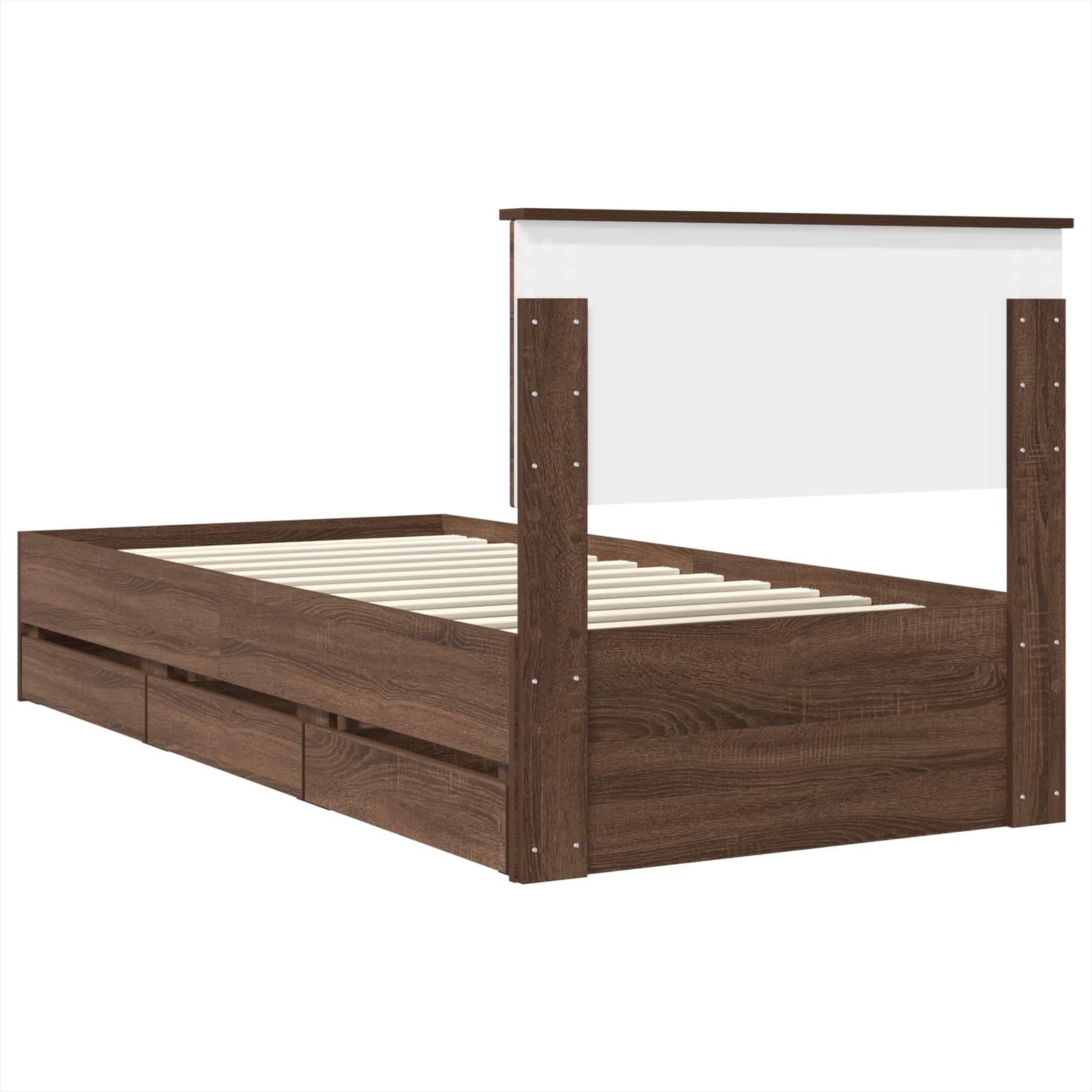 Struttura del letto con cassetto Rovere Marrone 75 x 190 cm | homemem39