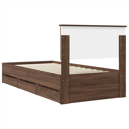 Struttura del letto con cassetto Rovere Marrone 75 x 190 cm