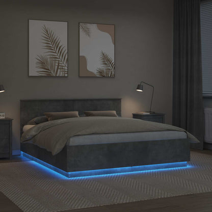 Struttura del letto con testiera Grigio cemento 200 x 200 cm