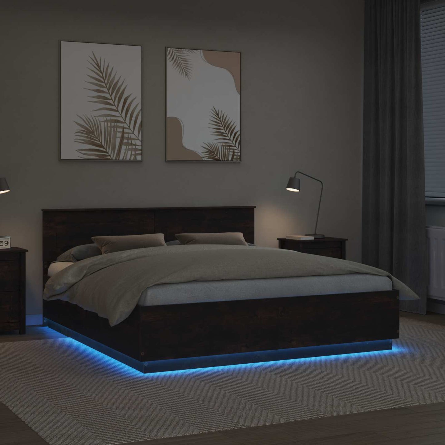 Struttura del letto Rovere fumé 200 x 200 cm Legno multistrato