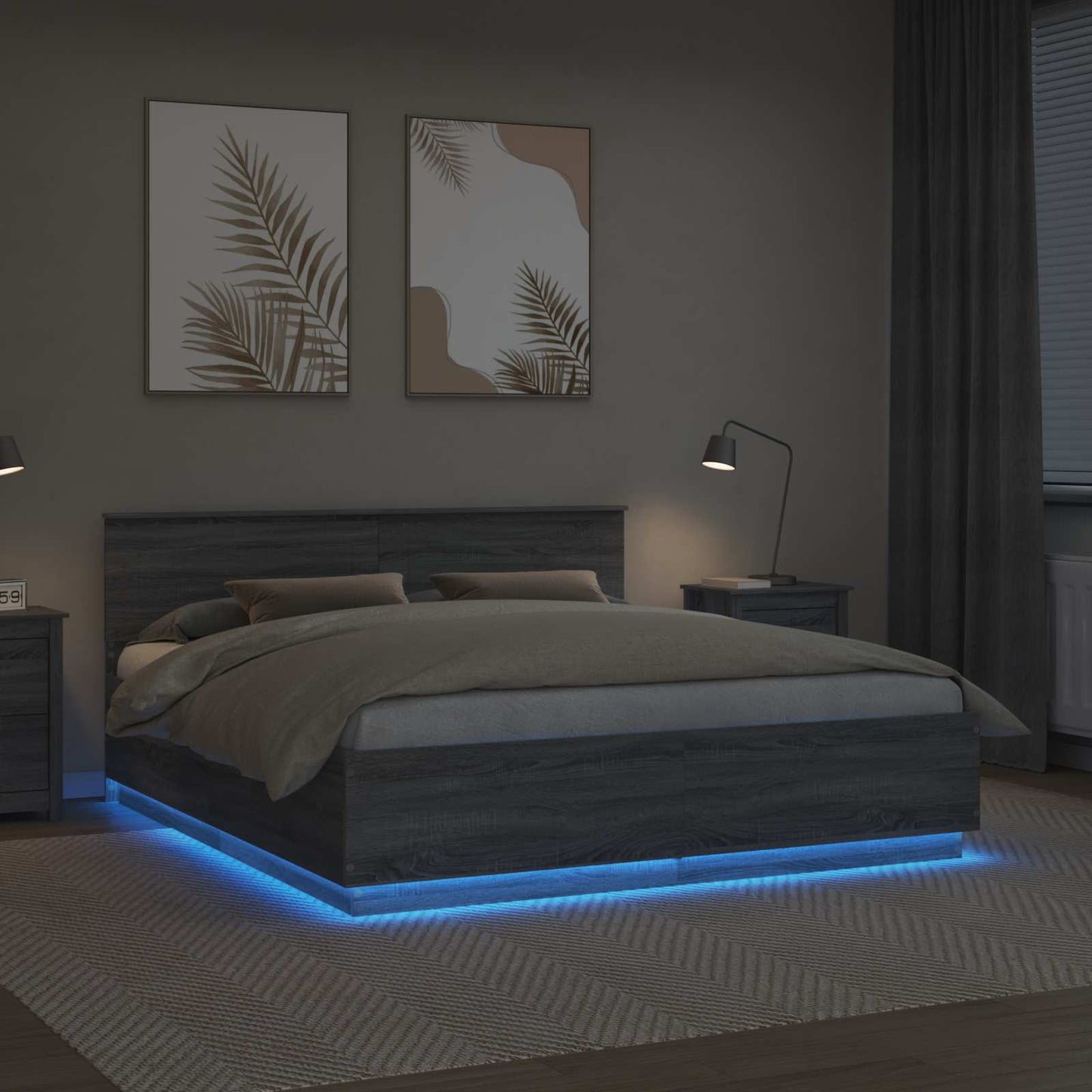 Struttura del letto con testiera Grigio Sonoma 200 x 200 cm