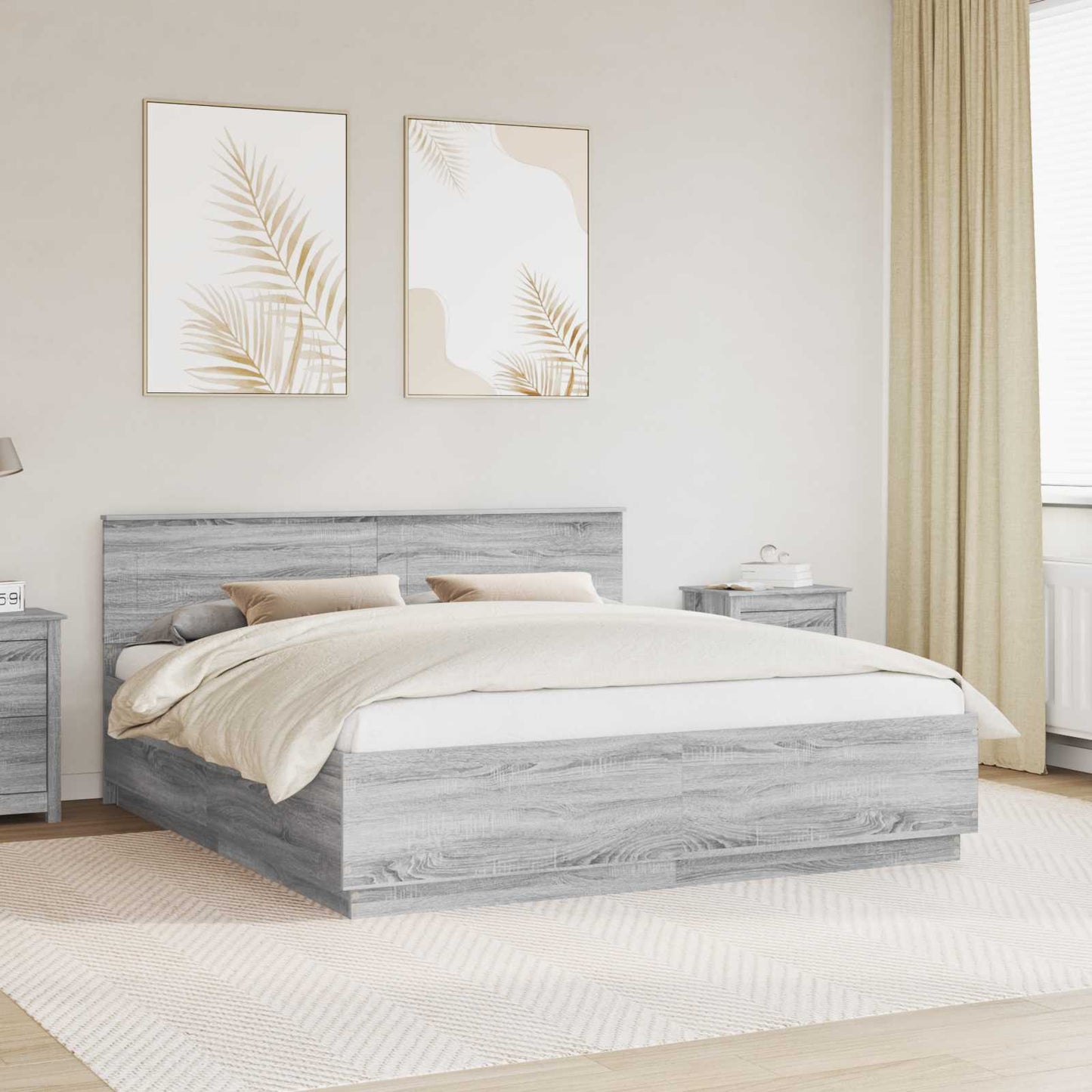 Struttura del letto con testiera Grigio Sonoma 200 x 200 cm