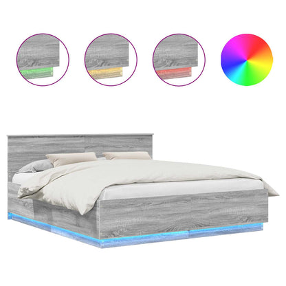 Struttura del letto con testiera Grigio Sonoma 200 x 200 cm