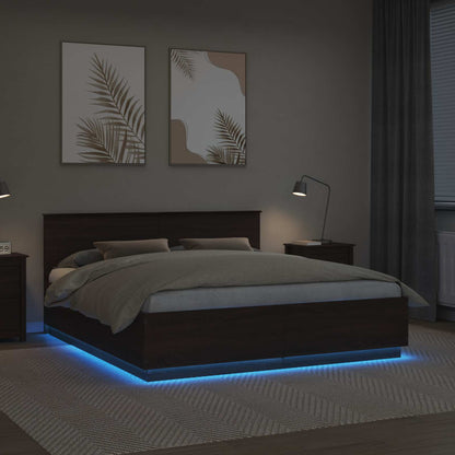 Struttura del letto con testiera Rovere Marrone 200 x 200 cm