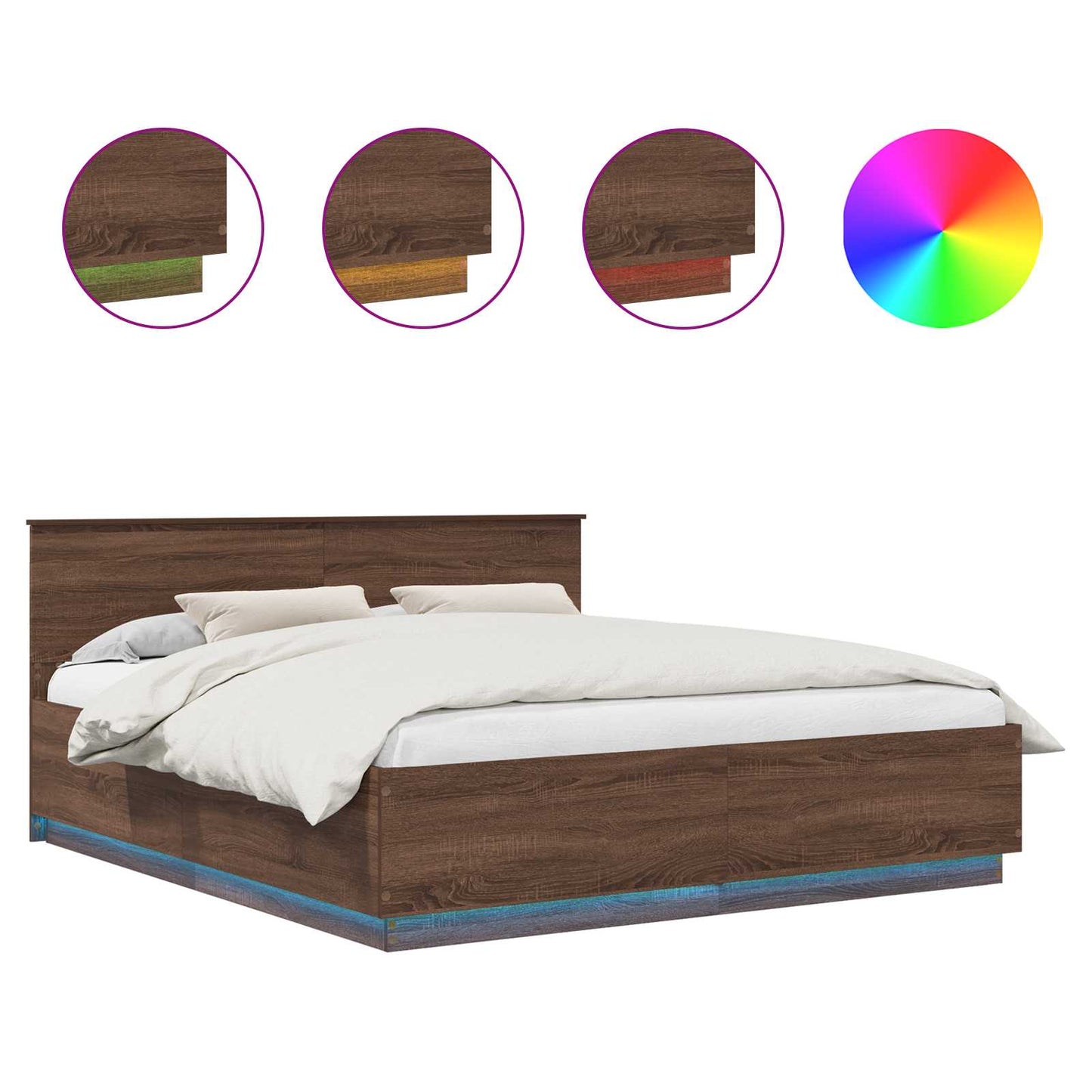 Struttura del letto con testiera Rovere Marrone 200 x 200 cm