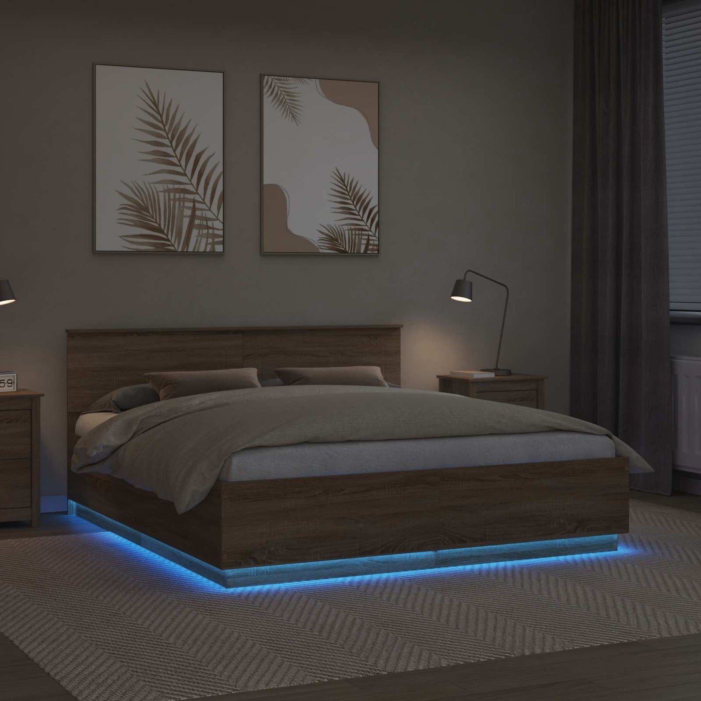 Struttura del letto con testiera Rovere Sonoma 180 x 200 cm