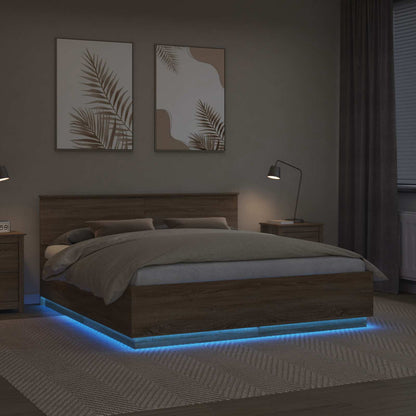 Struttura del letto con testiera Rovere Sonoma 180 x 200 cm